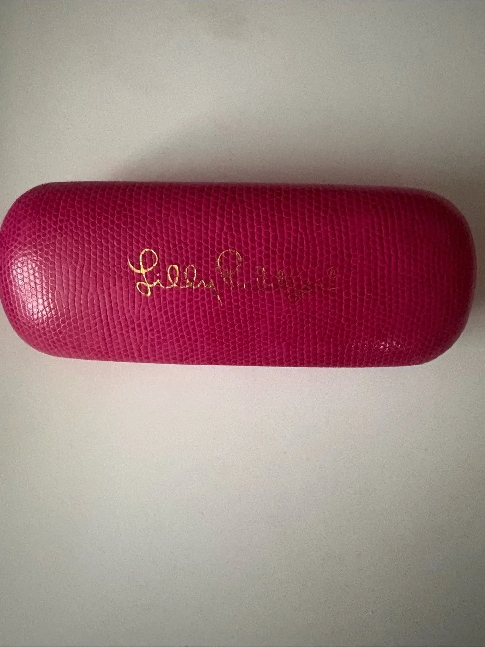 Lilly Pulitzer Fuchsia Hard Eyeglass Case with Gold Logo